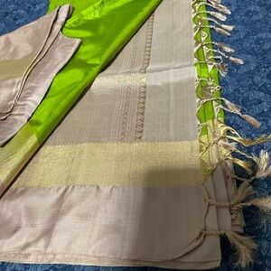 Elegant Green and gold pure silk Saree